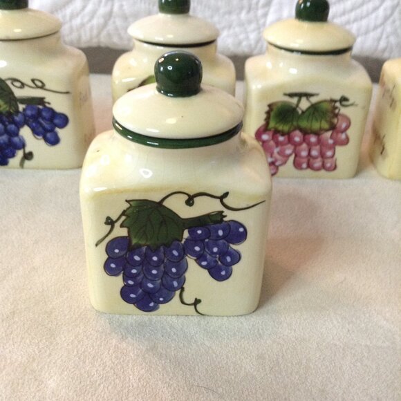 VTG Baum Bros, Grape Writing spice Jars; Small jars, Grapes, Old World Style, - Picture 9 of 9